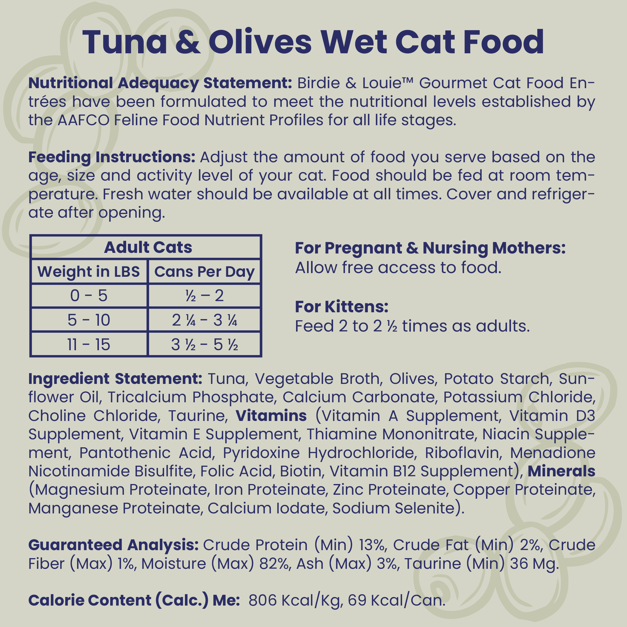 Tuna & Olives Wet Cat Food